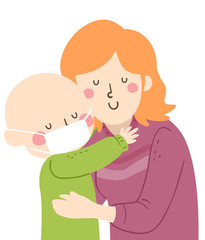 Kid Mom Hug Support Leukemia Illustration