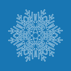 White snowflake logo. Vector winter isolate icon