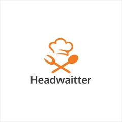Fototapeta premium Head waiter Logo simple food and drink