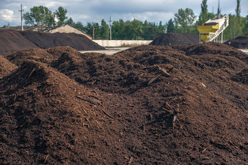 peat processing plant, warehouse of raw materials and finished products