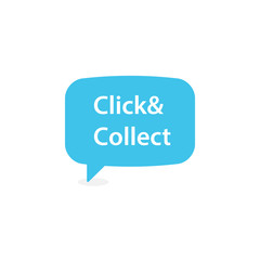 Click and collect speech bubble icon. Clipart image isolated on white background