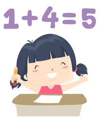 Kid Girl Adjective Easy Illustration