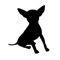vector, on a white background, black silhouette one dog sitting