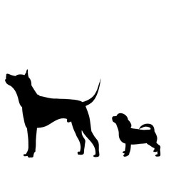 white background, black silhouette of a dog stand