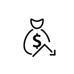 Reduce costs glyph icon. Clipart image isolated on white background