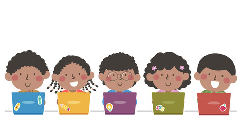 Kids Black Laptop Illustration