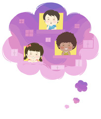 Kids Thought Bubble Window Dreams Illustration