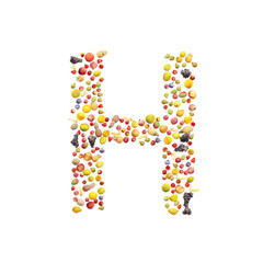 Vegetarian ABC. Fruits on white background forming letter H