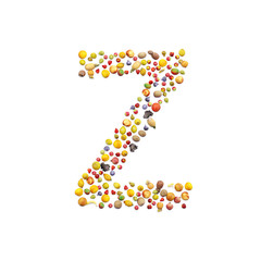 Vegetarian ABC. Fruits on white background forming letter Z