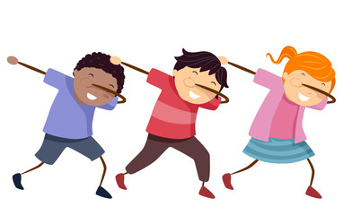 Stickman Kids Group Dub Pose Illustration