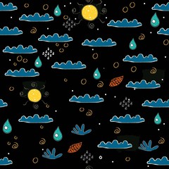 Seamless Pattern with Clouds. Scandinavian Style. Vector Illustration