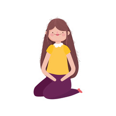 beauty woman on the knees cartoon