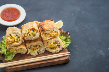 Fried Chinese Traditional Spring rolls food