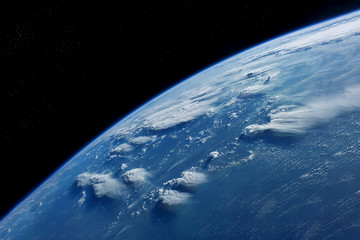 Earthly atmosphere. Part of the globe from space. Elements of this image were furnished by NASA.