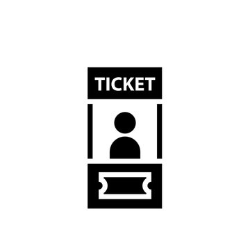Ticket booth black icon. Clipart image isolated on white background