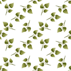 Illustration of leaves watercolor pattern seamless