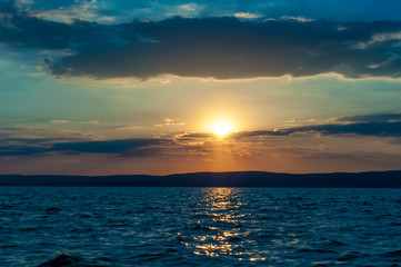Sunet over the Balaton lake