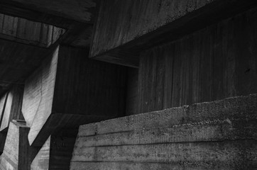 Naklejka premium Architectural interior black and white background concrete wall made of geometric shapes