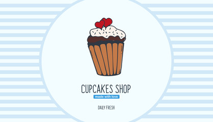 Cupcakes and Cakes banner. Bakery and pastry.
