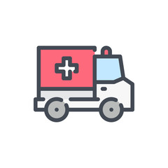 Ambulance color line icon. First aid vehicle vector outline colorful sign.