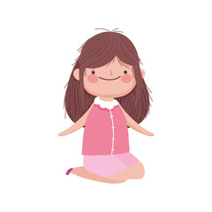 cute little girl on the knees cartoon