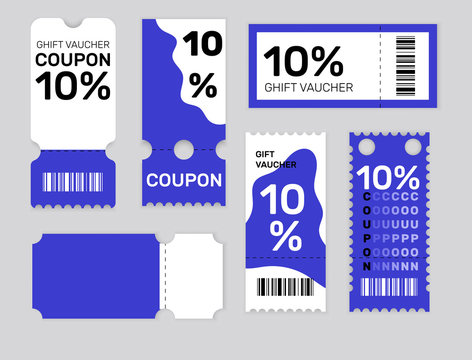 coupon fashion ticket card.element template for graphics design. Vector illustration.Realistic.Symbol set of vintage grunge collection tickets.