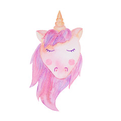 pink unicorn watercolor