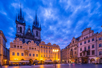 The Church of Our Lady before Tyn in the Old Town Square, Prague, Czech Republic, Europe.