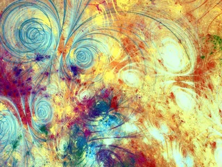 Store enrouleur sans perçage Mélange de couleurs abstract chaotic fractal background 3D rendering illustration