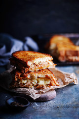 Pulled pork grilled cheese sandwich