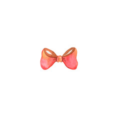 Watercolor illustration of a pink bow. Hand-drawn with watercolors and suitable for all types of design and printing