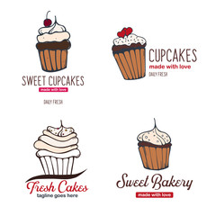 Set of Cupcake or Cake logos for Bakery and pastry.