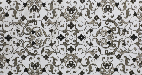 gray kitchen ceramic tile with abstract floral mosaic pattern