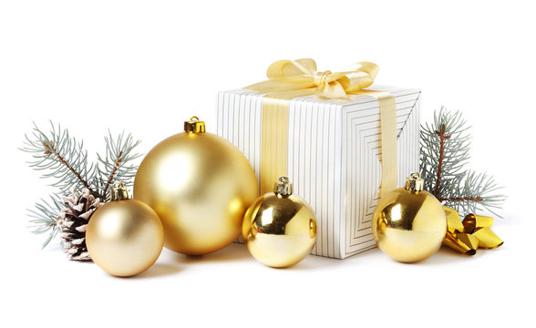 Decorative christmas balls isolated on white background