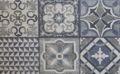 gray kitchen ceramic tile with abstract geometric mosaic pattern