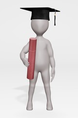 Realistic 3d Render of Character Graduating