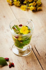 Herbal tea with rose hip, nettle and dandelion