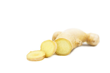 Fresh ginger root isolated on white background 