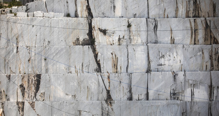High stone mountain and marble quarries in the Apennines in Tuscany,  Carrara Italy. Open marble mining.