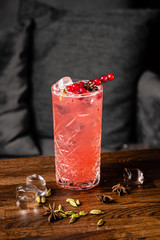 cocktail with anise and red currant
