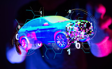 Fototapeta na wymiar digital car technology smart in virtuel room