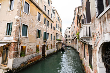 Fototapeta na wymiar Venice, Italy, Motor boat in the turquoise channel