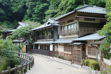 Tea houses near Minoh Waterfall in Osaka, Japan