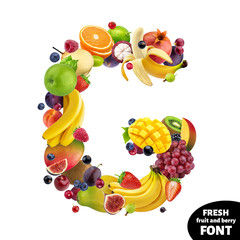 Letter G, fruit font symbol isolated on white background