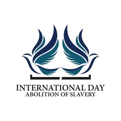 Fototapeta na wymiar International day for the remembrance of the slave trade and abolition of slavery. Logo design of dove prisoner with handcuffs.