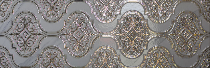 gray kitchen ceramic tile with abstract floral mosaic pattern