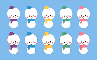 set of cute baby snowman vector character