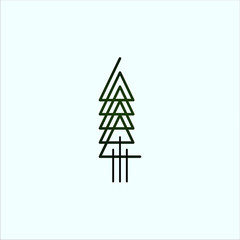 Obraz premium Abstract christmas tree line art logo isolated on flat background, simple illustration in minimalistic style for x mas print or use on product. scandinavian glyph style vector