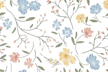 Poster Im Rahmen Beautiful seamless floral pattern . Field of flowers © Juliett Illustration