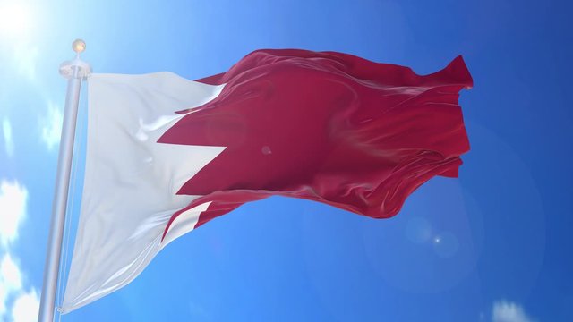 Bahrain animated flag in the wind with blue sky in the background, green screen, blue screen or isolated background and the flag on the full background, all in one animated flag pack.